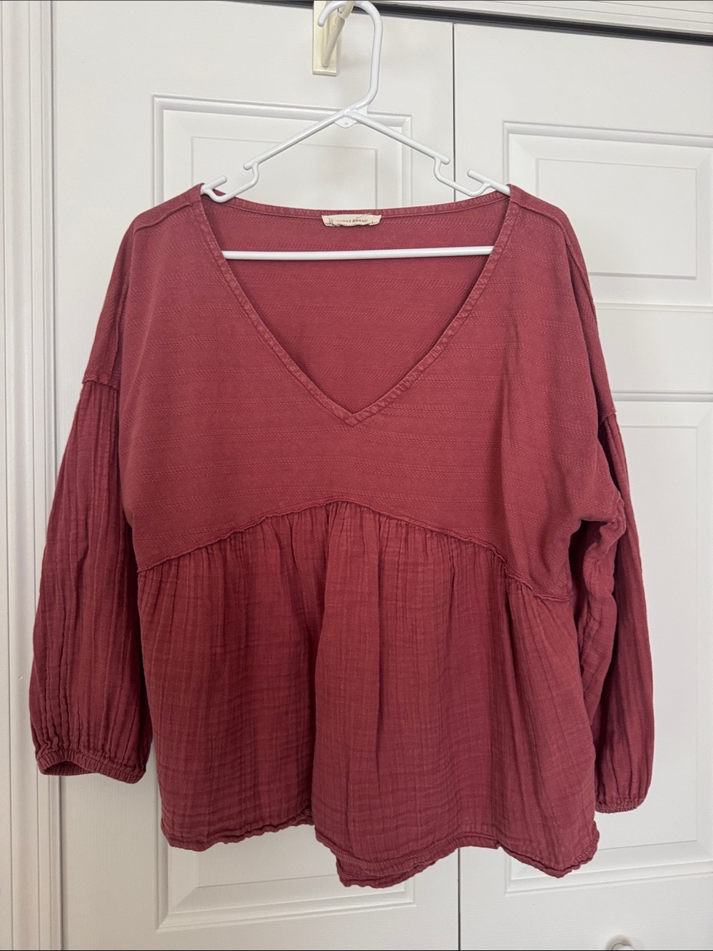 Women's Lucky Brand V-Neck Peasant Blouse - Rosewood